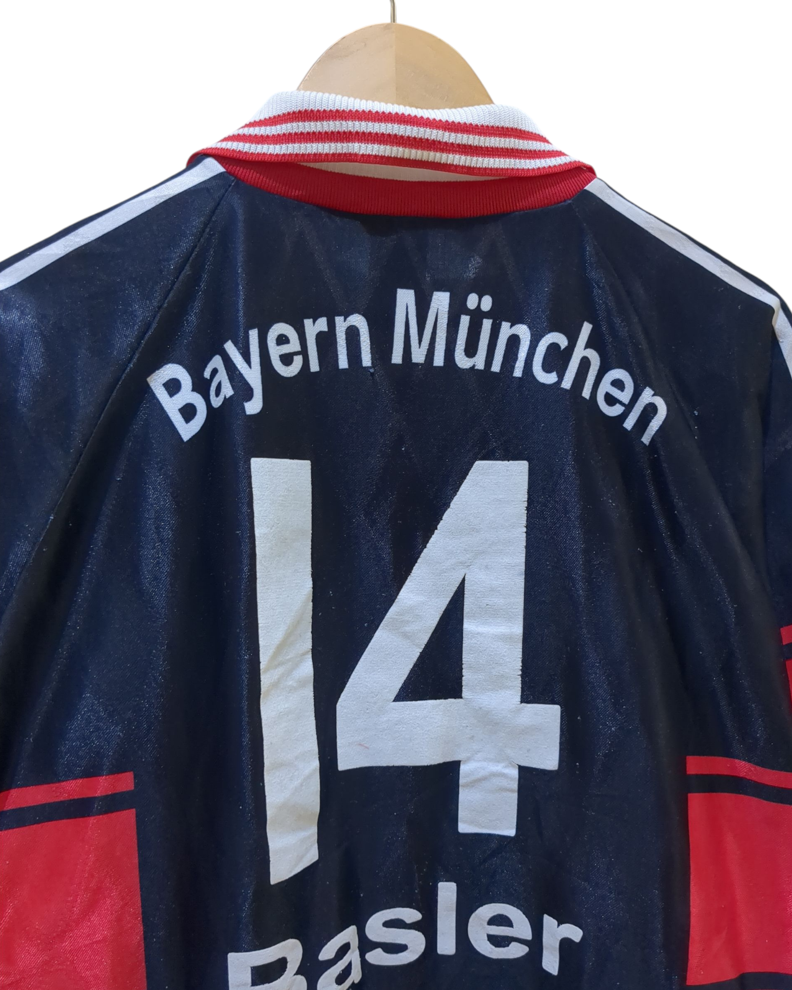 1997-99 Adidas Bayern Munich Home Shirt #14 Basler with Shorts - (L)