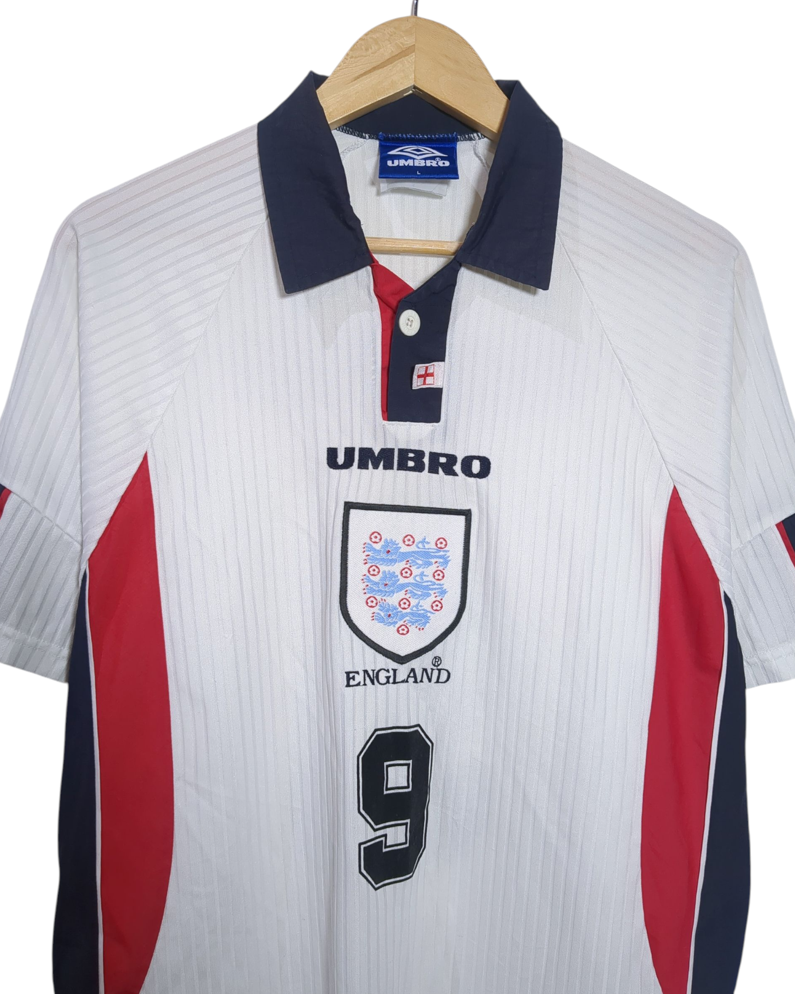 1997-99 England Umbro Home Shirt #9 Shearer - (L)