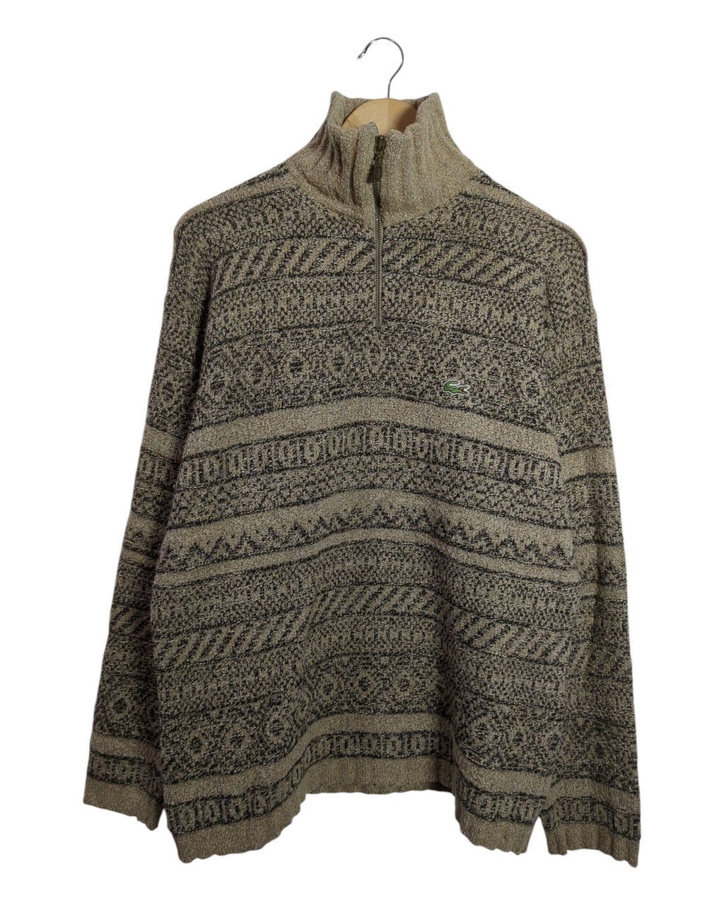 Lacoste 90s 1/4 Zip Knit Jumper - (L)