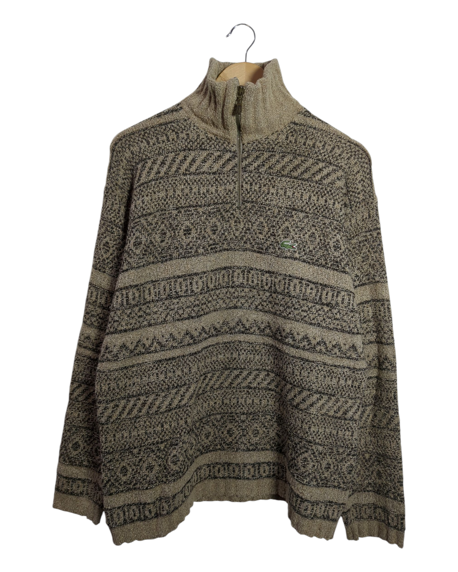 Lacoste 90s 1/4 Zip Knit Jumper - (L)