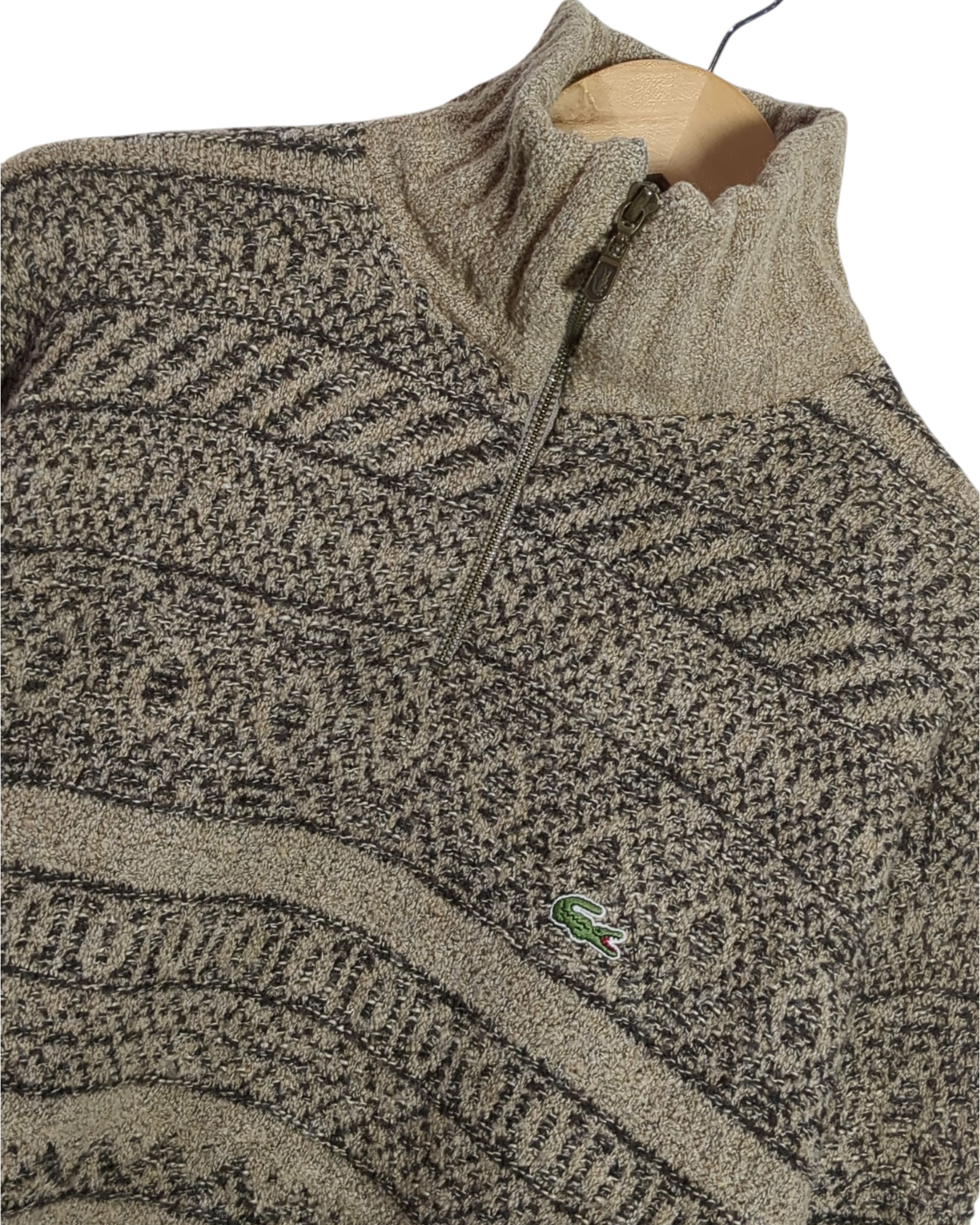 Lacoste 90s 1/4 Zip Knit Jumper - (L)