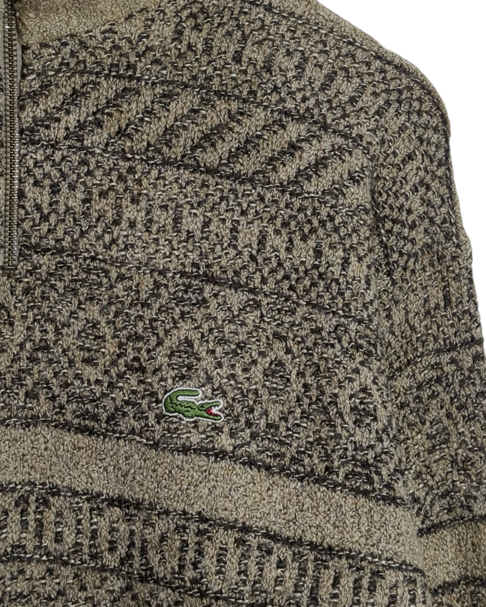 Lacoste 90s 1/4 Zip Knit Jumper - (L)