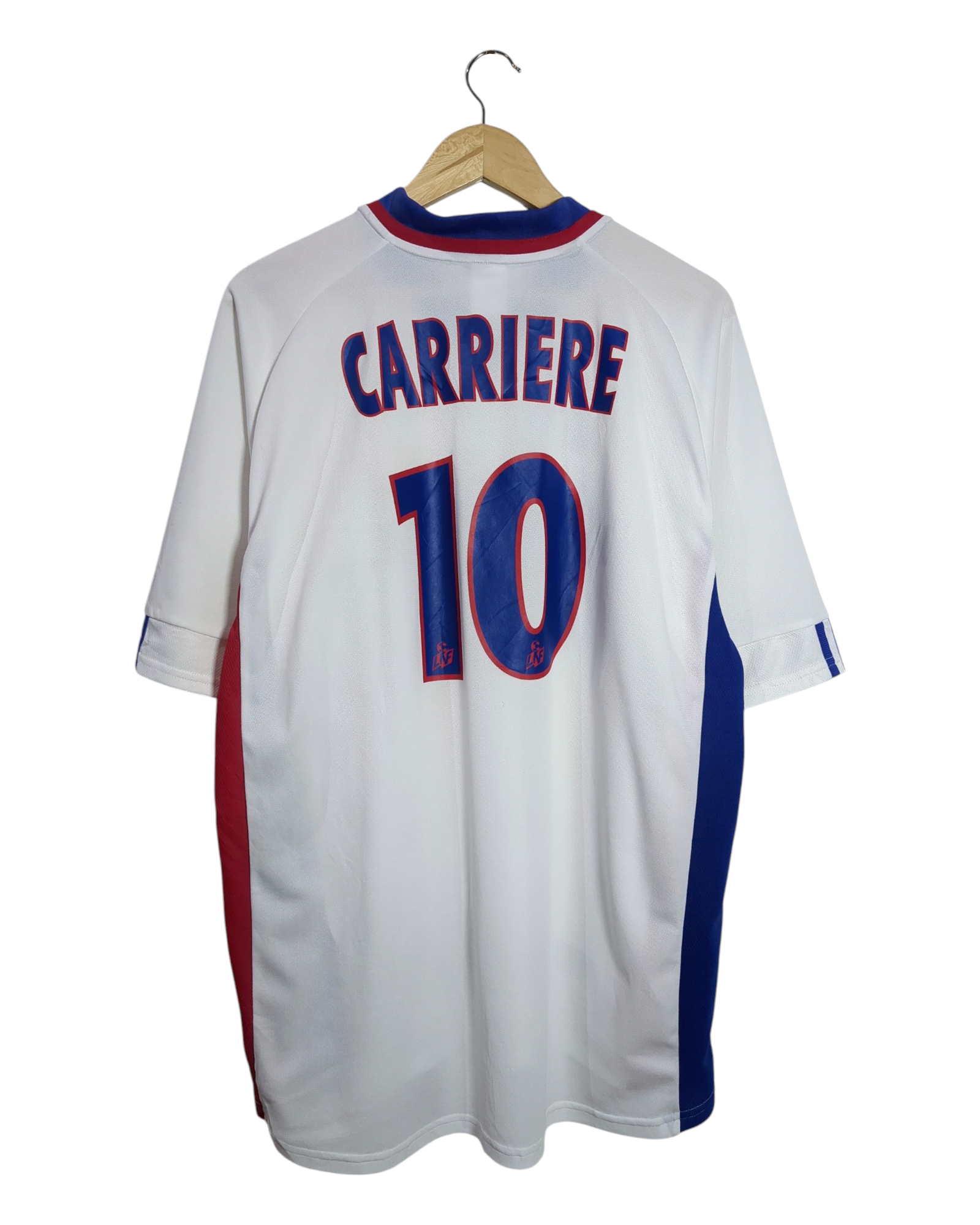 2001-02 Olympique Lyonnais Adidas Home Shirt #10 Carriere - (XL)