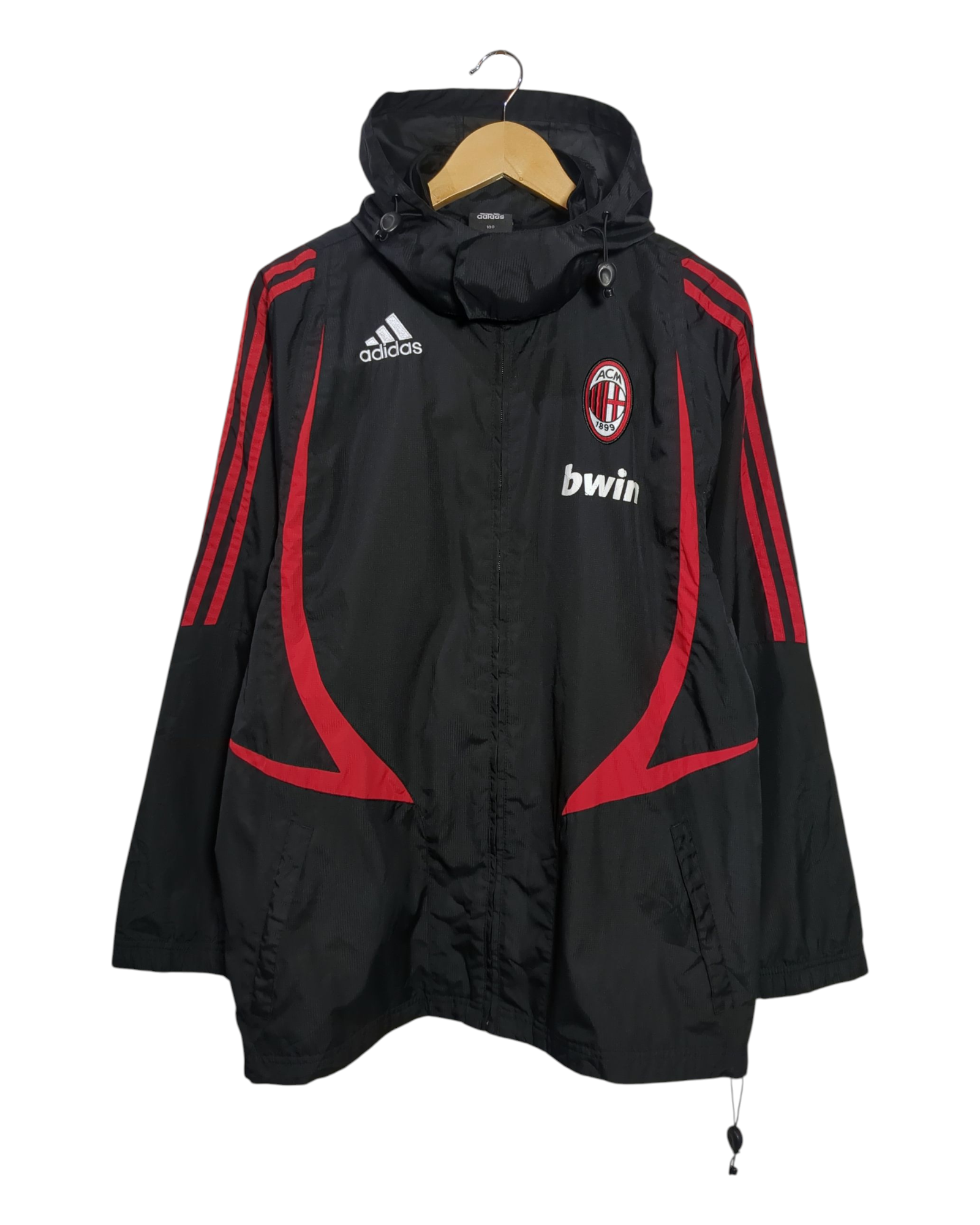 2007-08 AC Milan Adidas Hooded Rain Jacket - (L)
