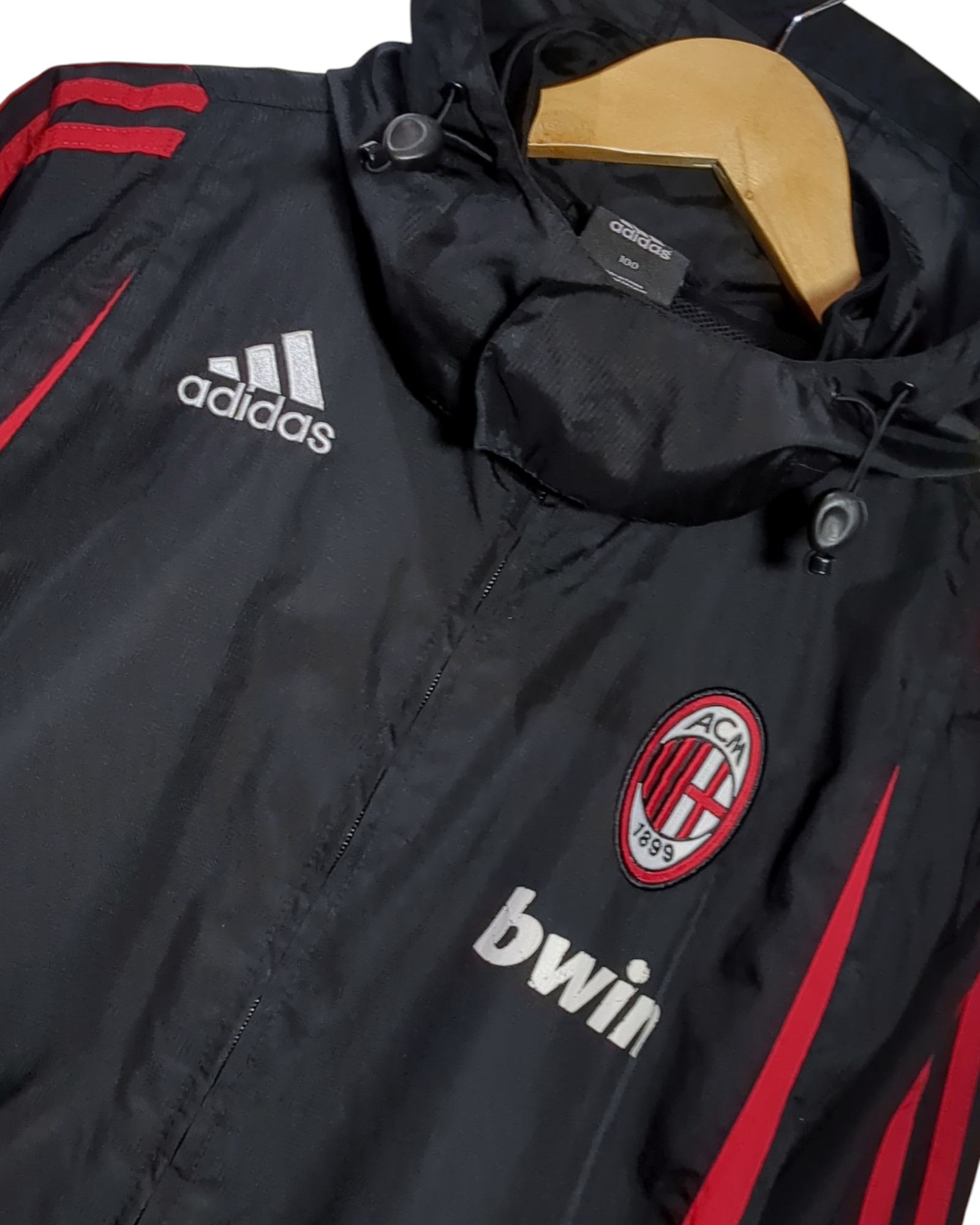 2007-08 AC Milan Adidas Hooded Rain Jacket - (L)