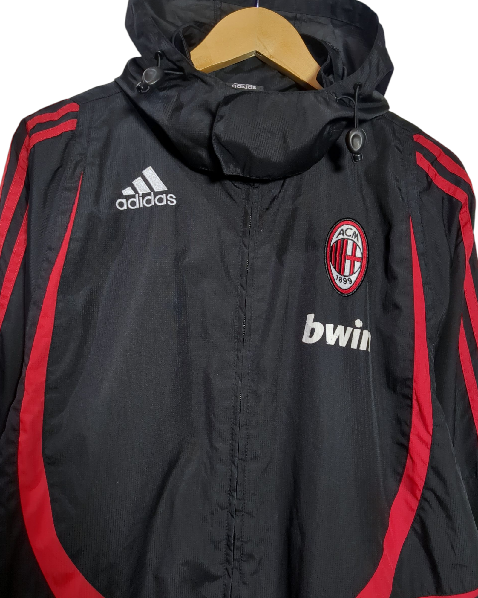 2007-08 AC Milan Adidas Hooded Rain Jacket - (L)