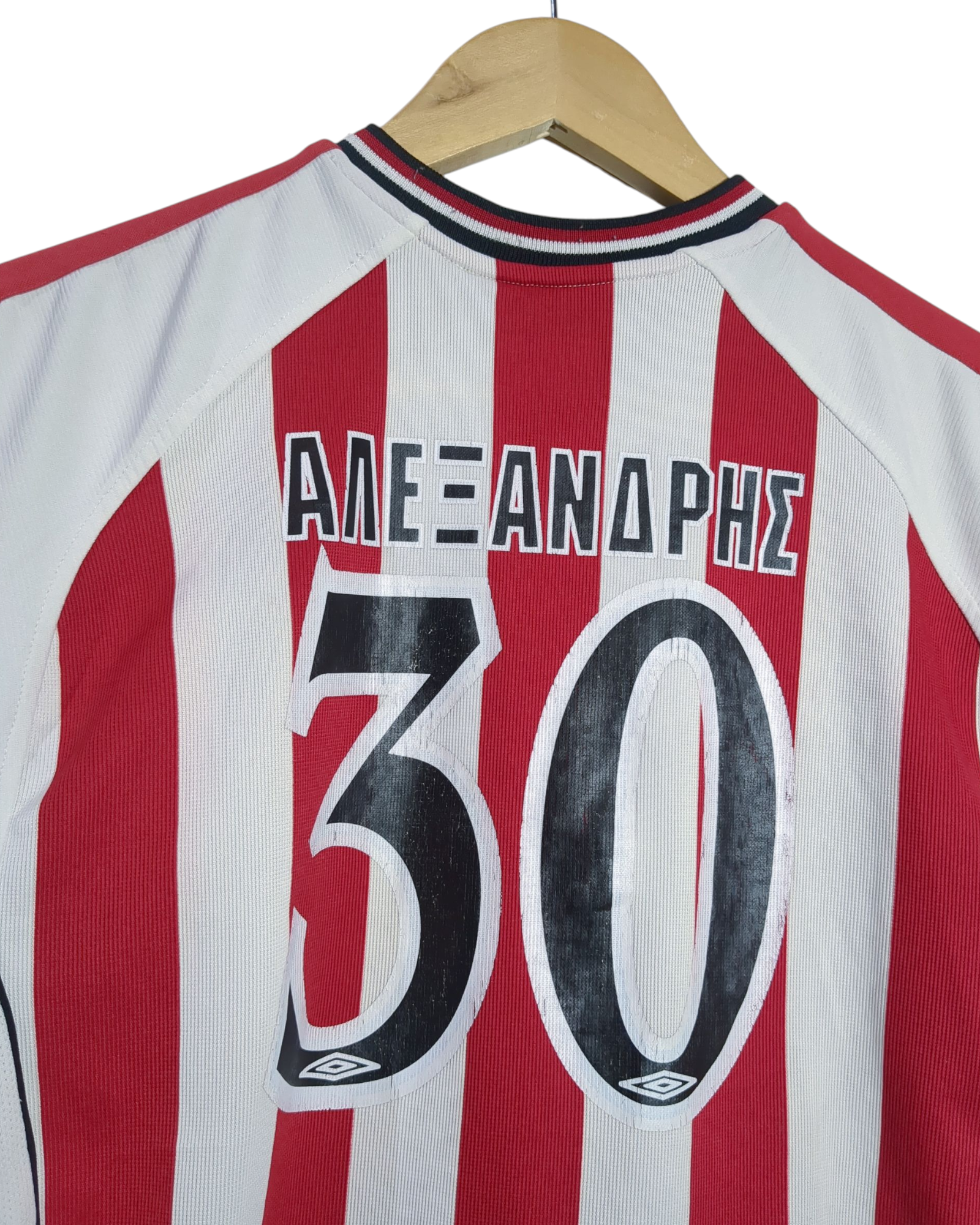 2001-02 Olympiakos Umbro Home Shirt #30 Alexandris - (L.Boys)