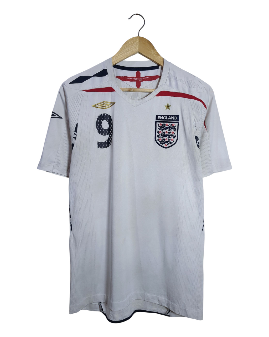 2007-09 England Umbro Home Shirt #9 Rooney - (M)