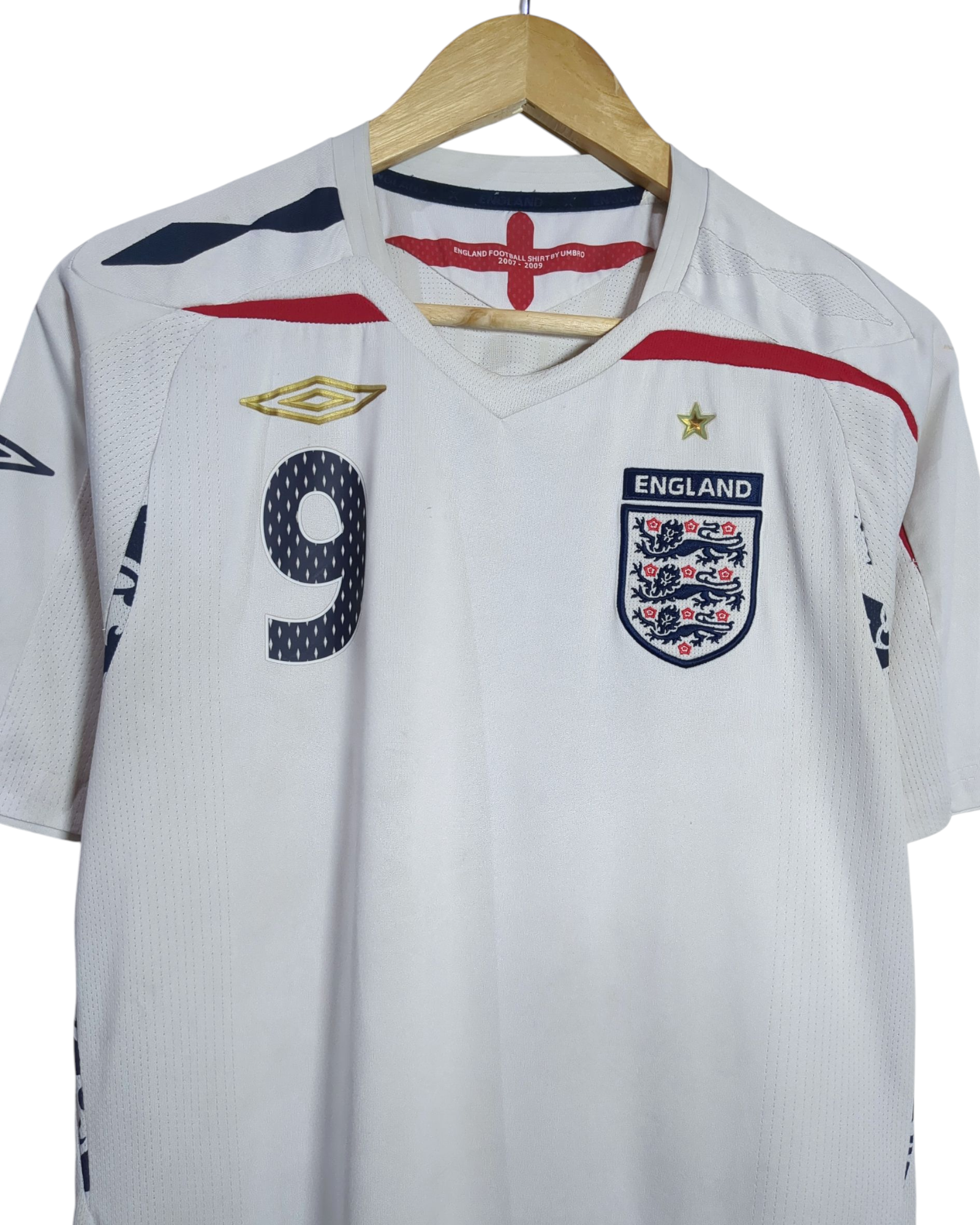 2007-09 England Umbro Home Shirt #9 Rooney - (M)