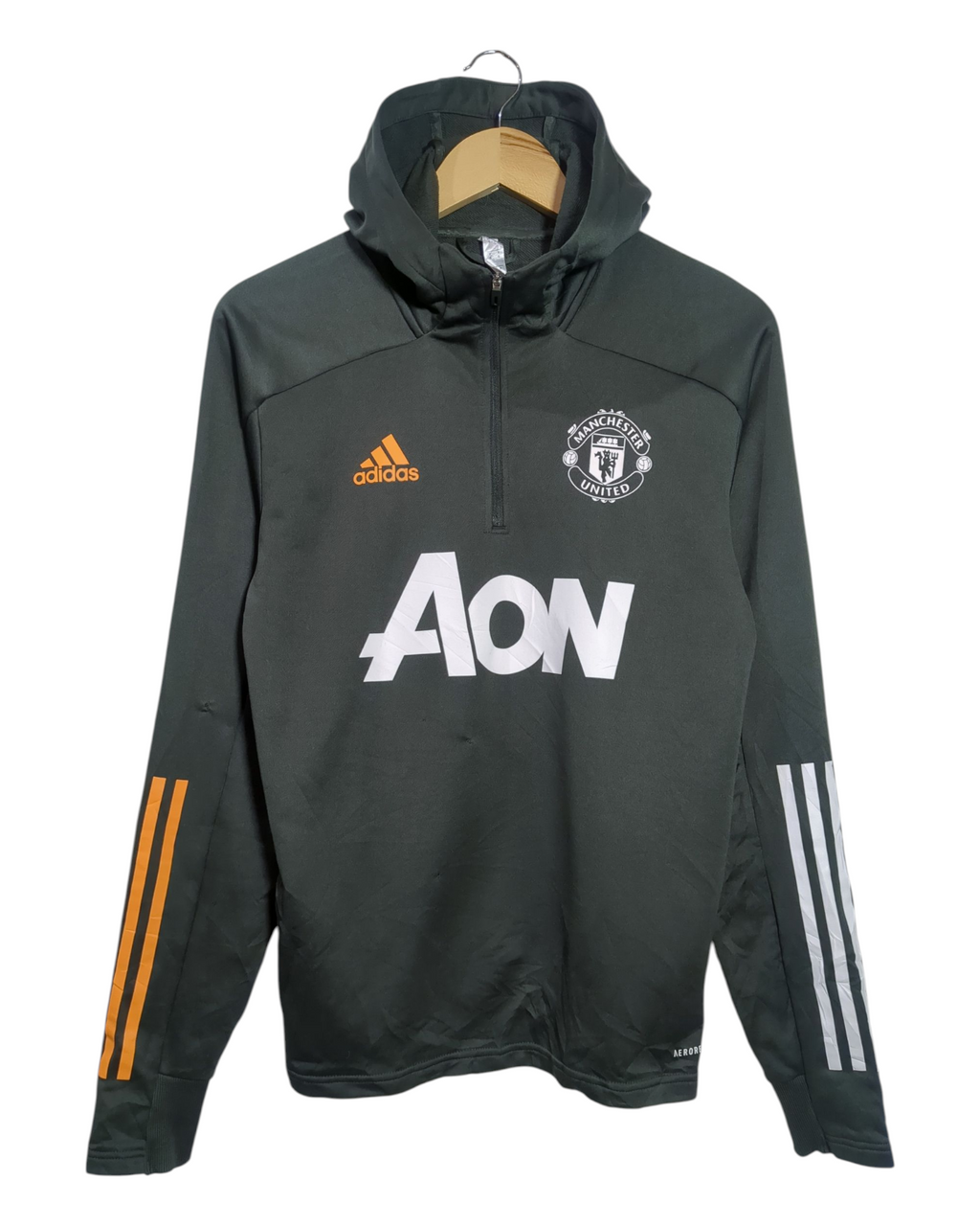 2020-21 Manchester United Adidas 1/4 Zip Hooded Drill Top - (M)