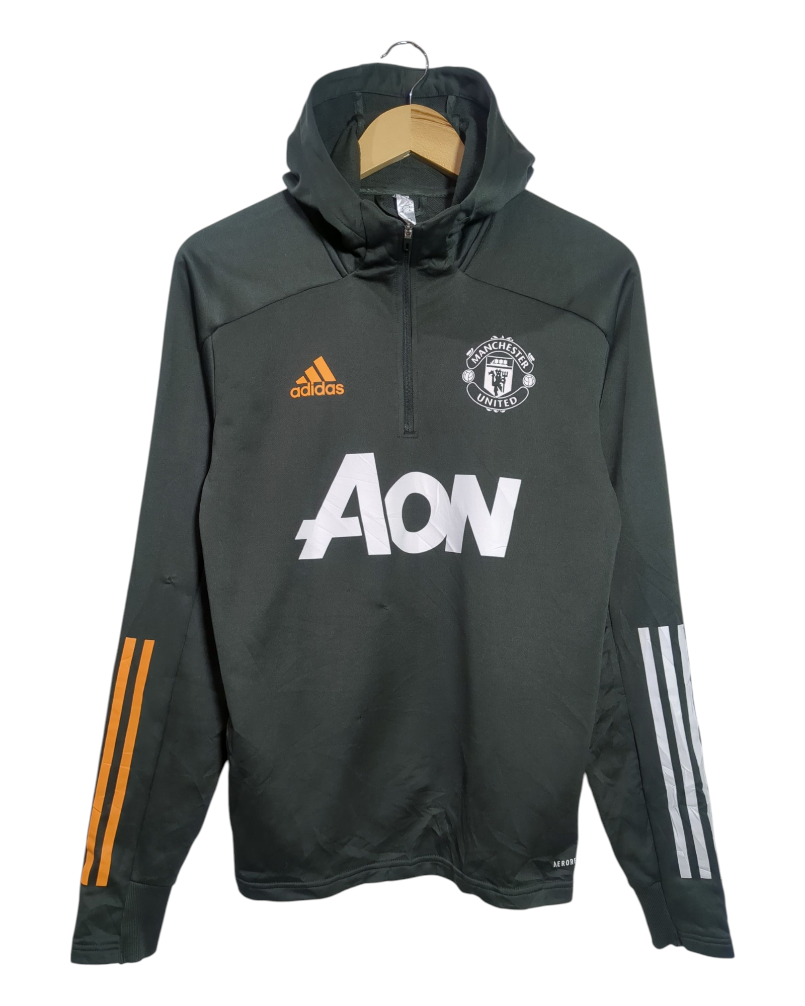 2020-21 Manchester United Adidas 1/4 Zip Hooded Drill Top - (M)