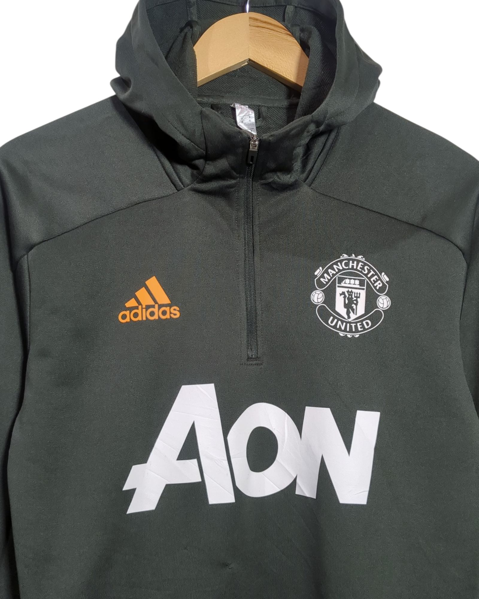2020-21 Manchester United Adidas 1/4 Zip Hooded Drill Top - (M)