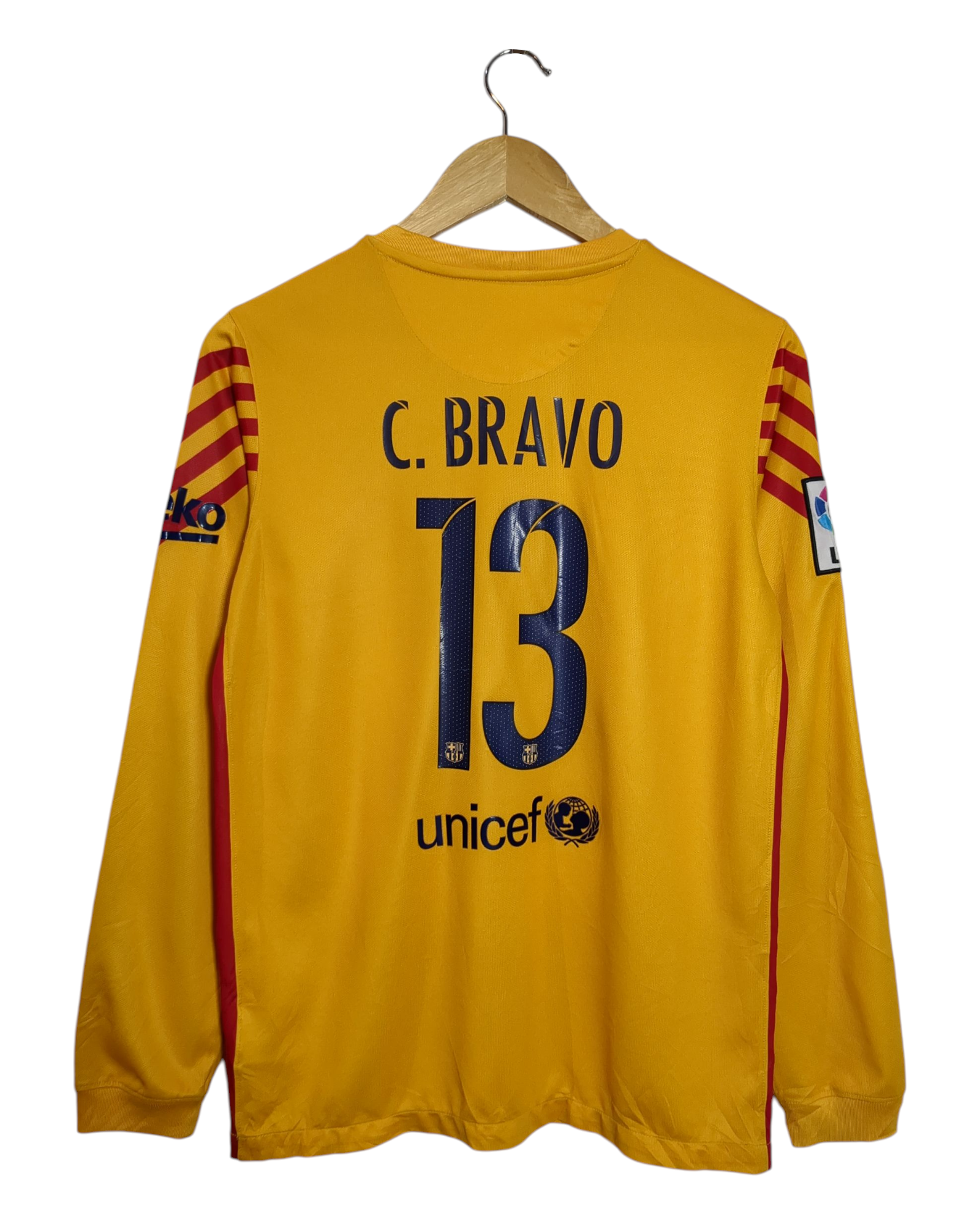 2015-16 Barcelona Nike Goalkeeper L/S Shirt #13 C.Bravo - (XL.Boys)