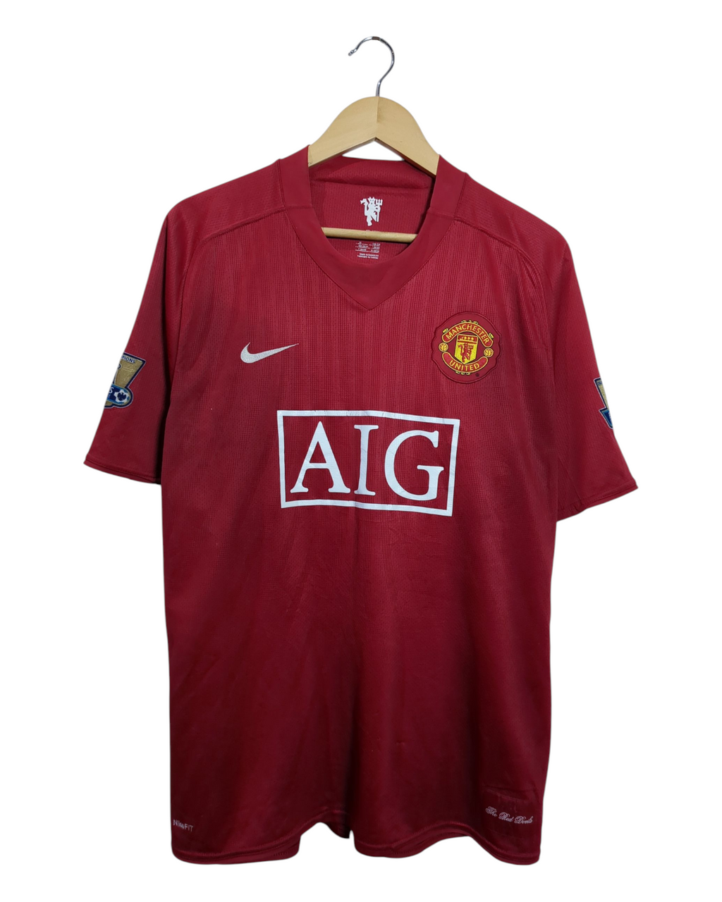 2007-09 Manchester United Nike Champions Home Shirt #15 Vidic - (XL)