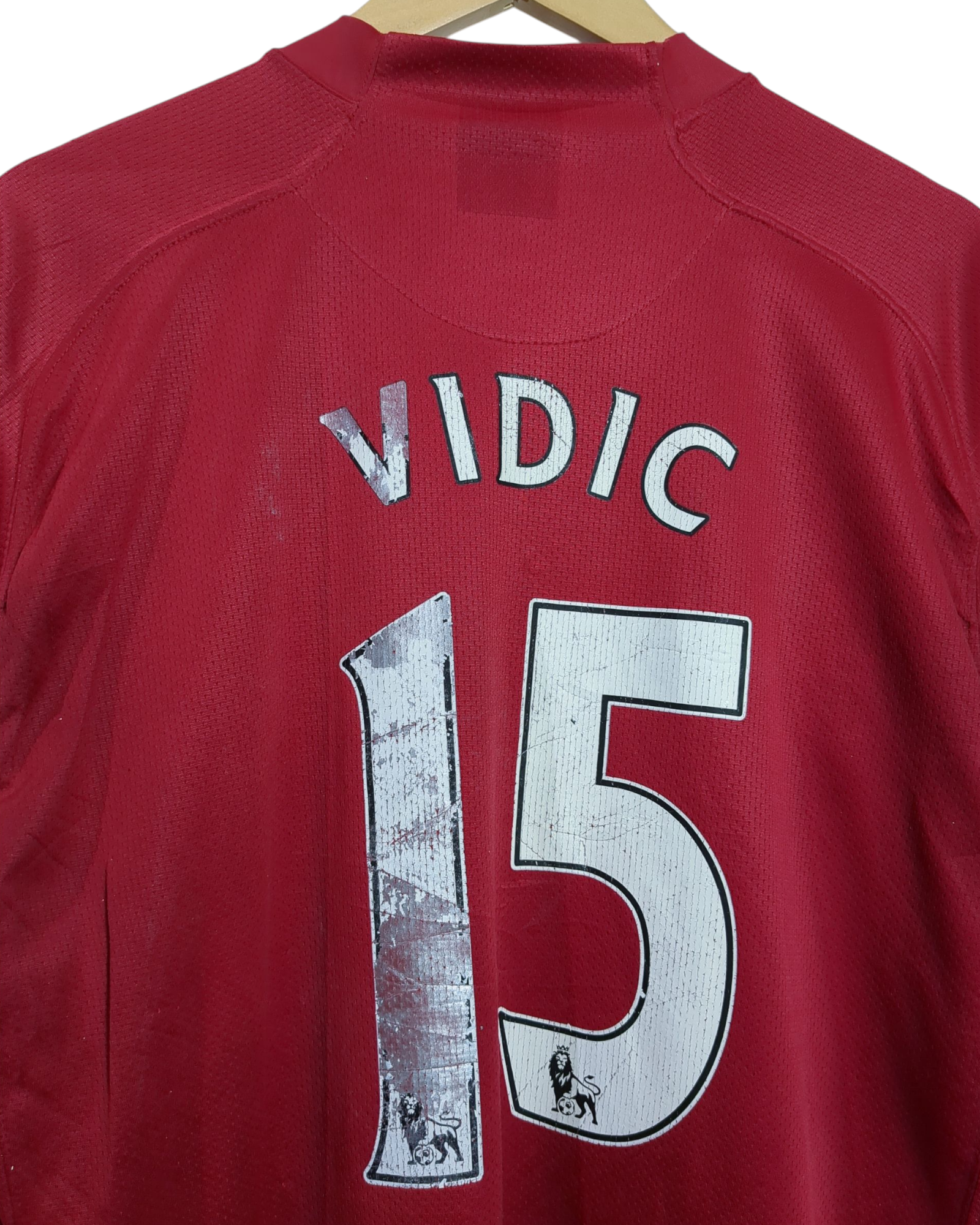 2007-09 Manchester United Nike Champions Home Shirt #15 Vidic - (XL)