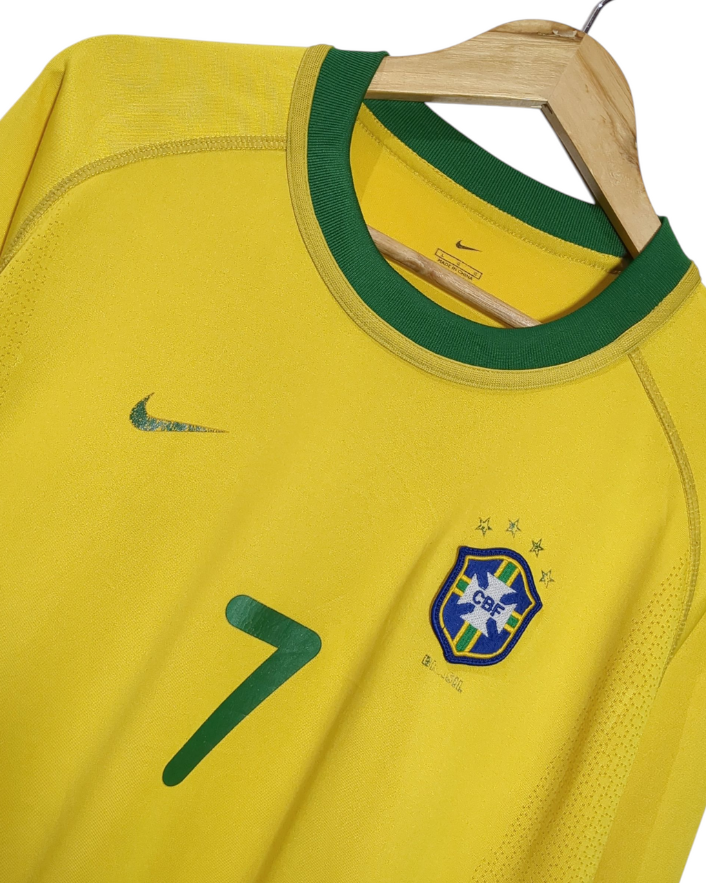 2000-02 Brazil Nike Home L/S Shirt #7 - (L)