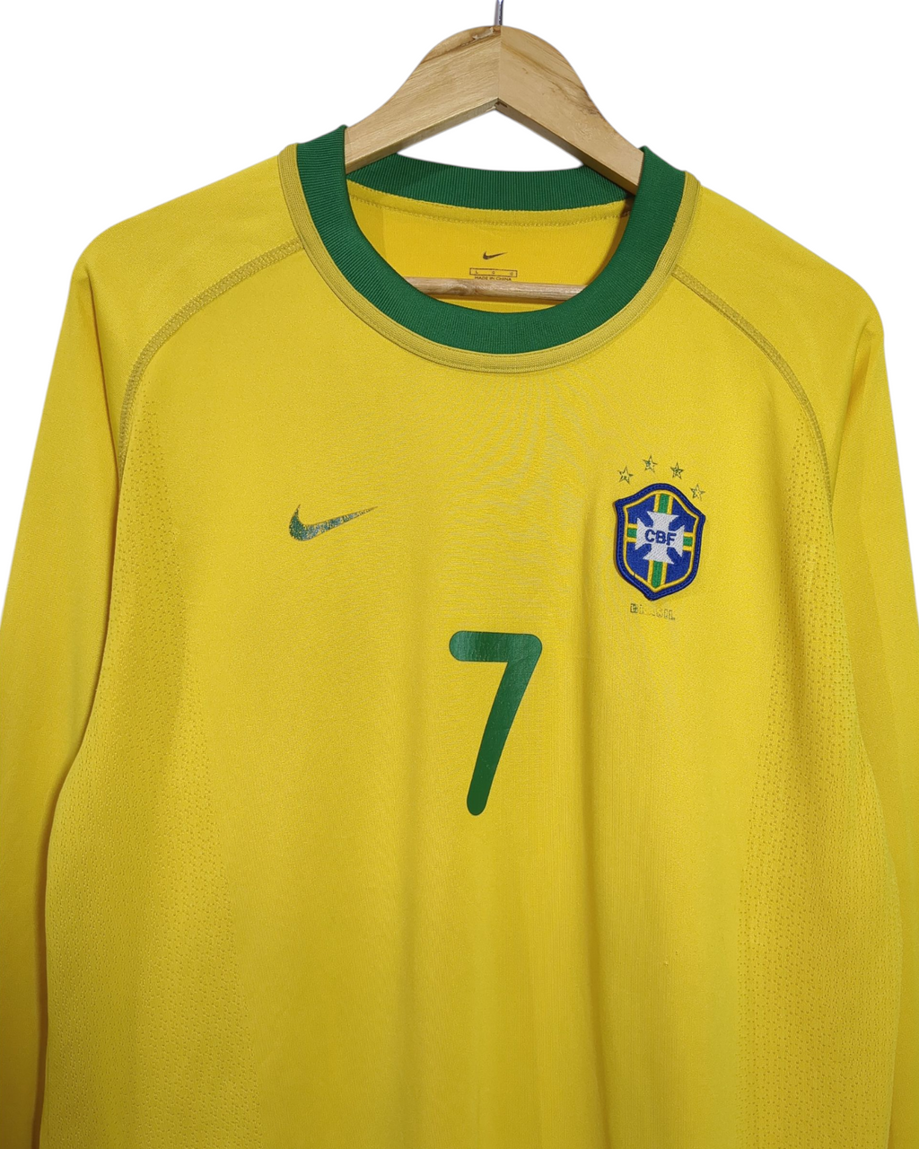2000-02 Brazil Nike Home L/S Shirt #7 - (L)