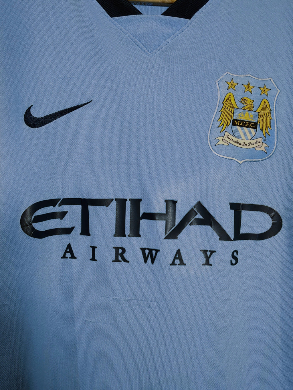 2014-15 Manchester City Nike Home Shirt #16 Kun Aguero - (L)