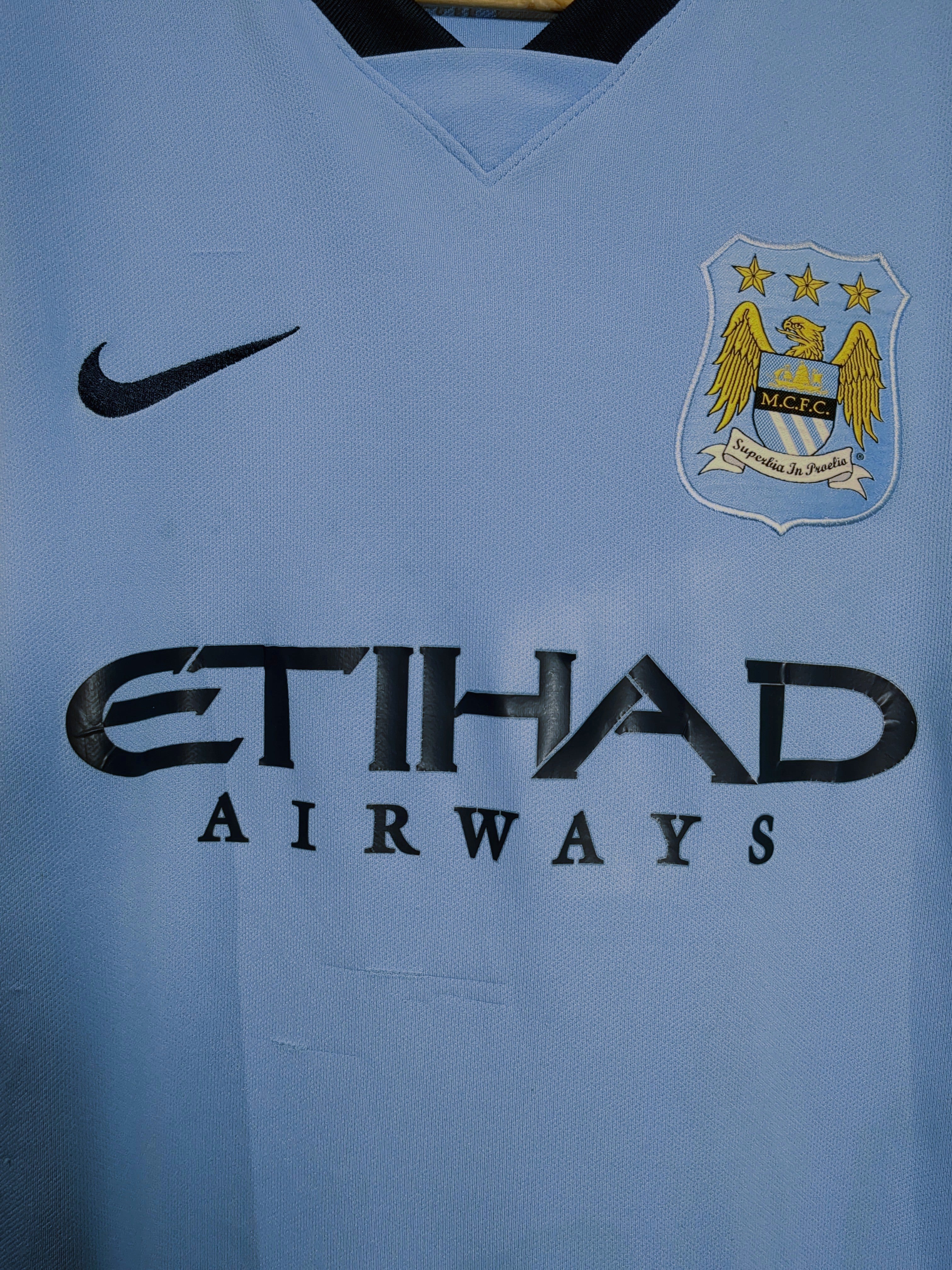 2014-15 Manchester City Nike Home Shirt #16 Kun Aguero - (L)