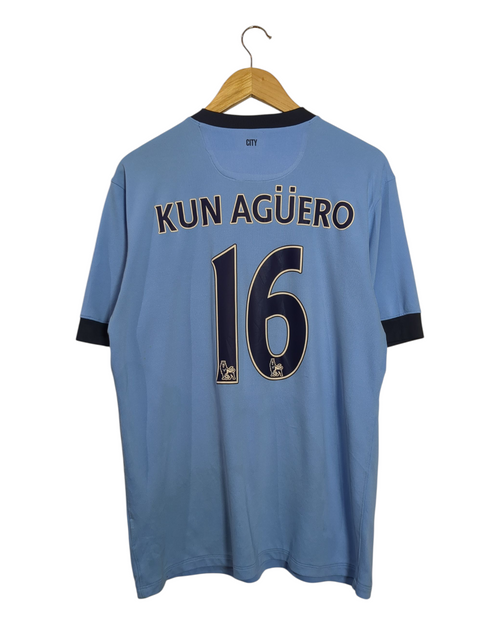 2014-15 Manchester City Nike Home Shirt #16 Kun Aguero - (L)