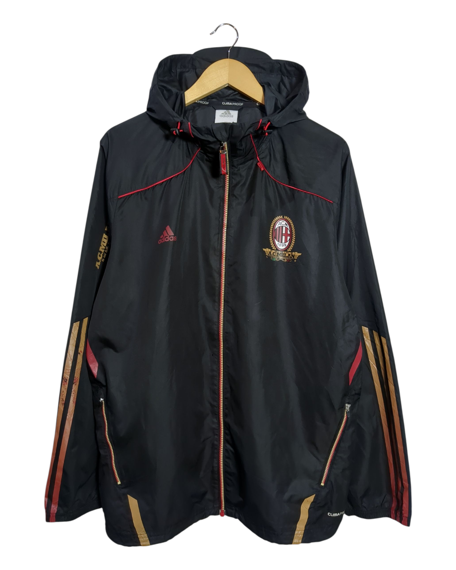 2010-11 AC Milan Adidas Hooded Rain Jacket - (XL)