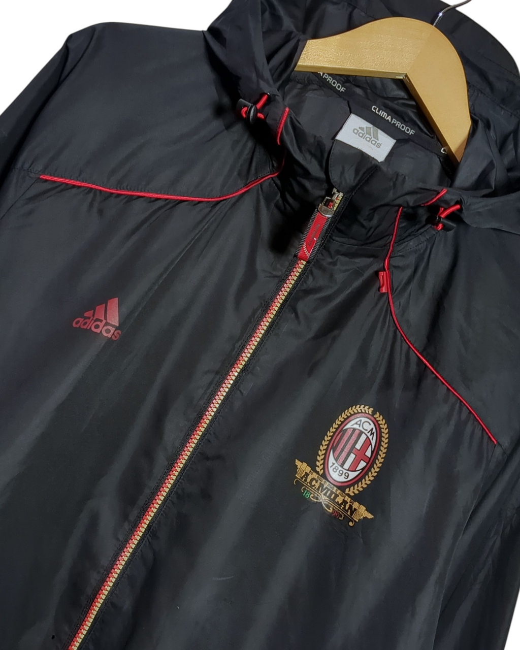 2010-11 AC Milan Adidas Hooded Rain Jacket - (XL)