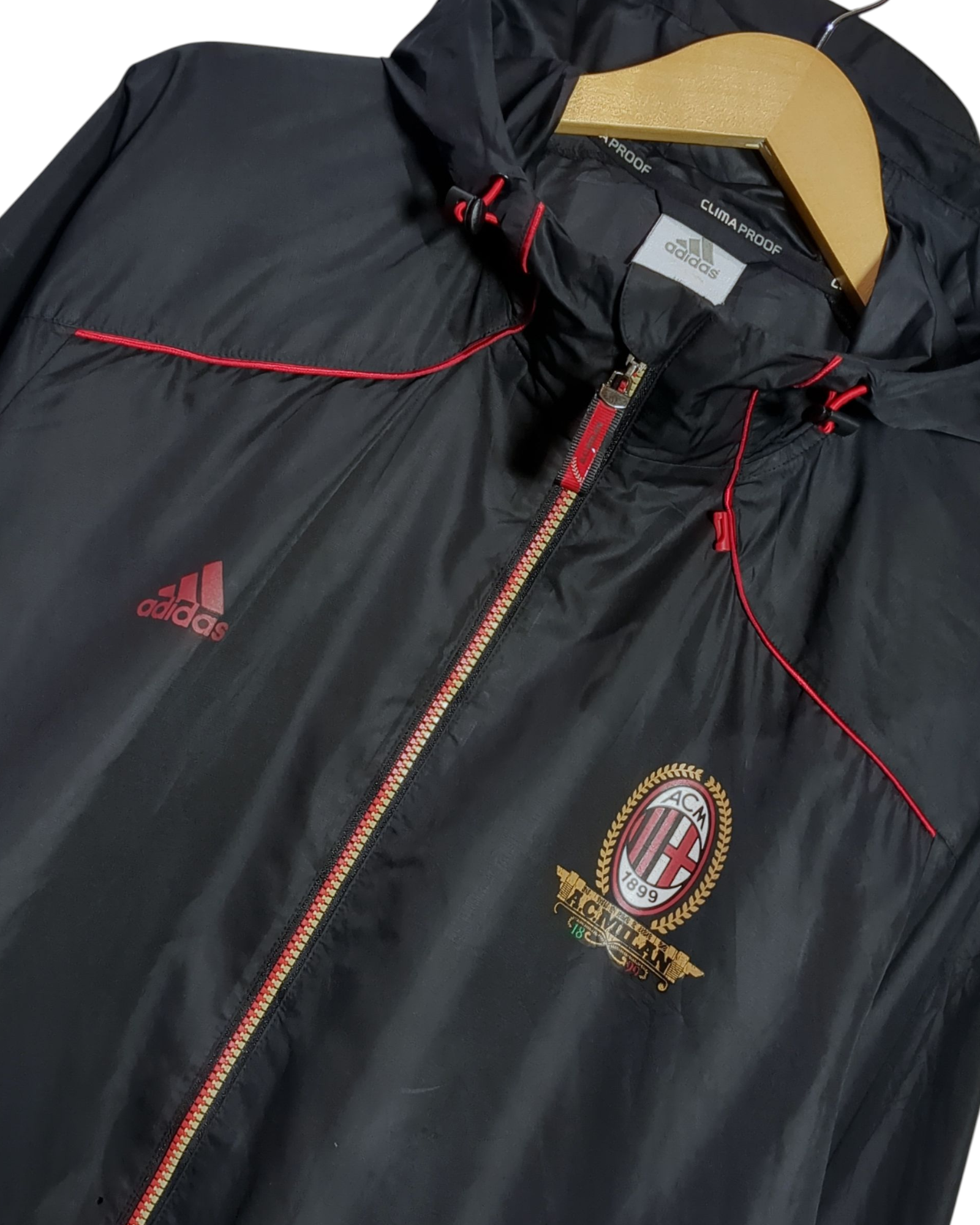 2010-11 AC Milan Adidas Hooded Rain Jacket - (XL)