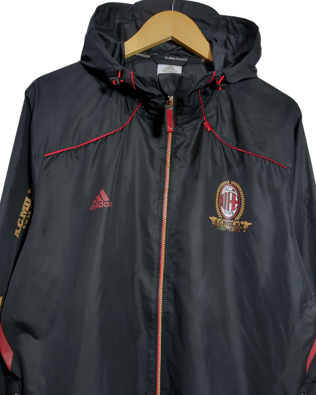 2010-11 AC Milan Adidas Hooded Rain Jacket - (XL)