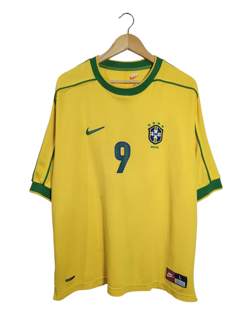 1998-00 Brazil Nike Home Shirt #9 Ronaldo - (L)