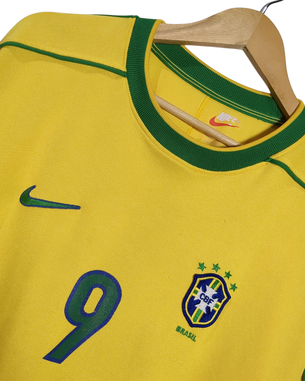 1998-00 Brazil Nike Home Shirt #9 Ronaldo - (L)