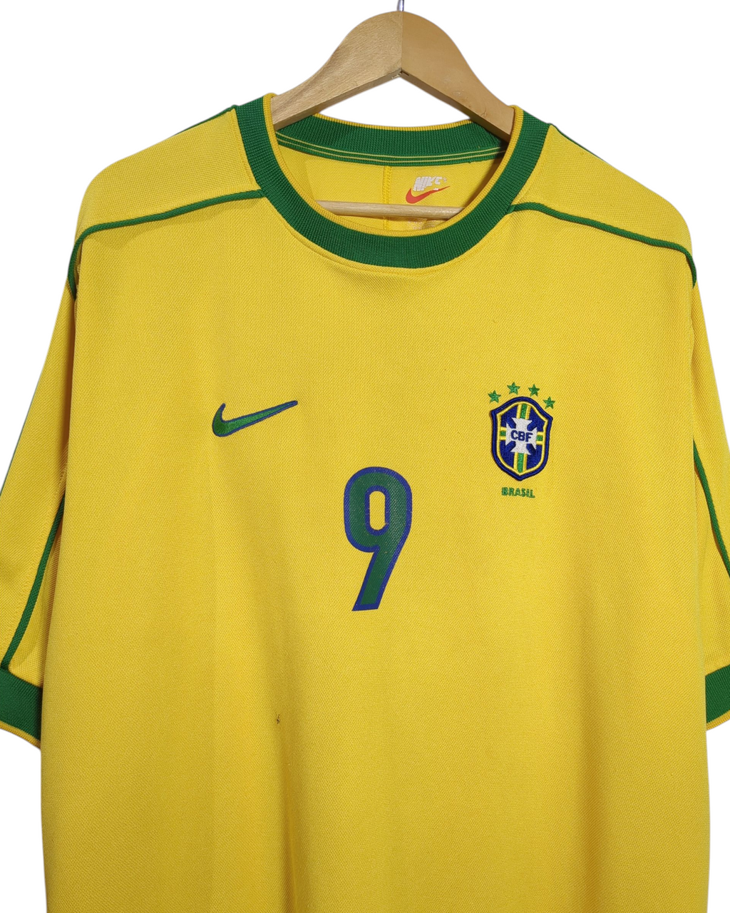 1998-00 Brazil Nike Home Shirt #9 Ronaldo - (L)