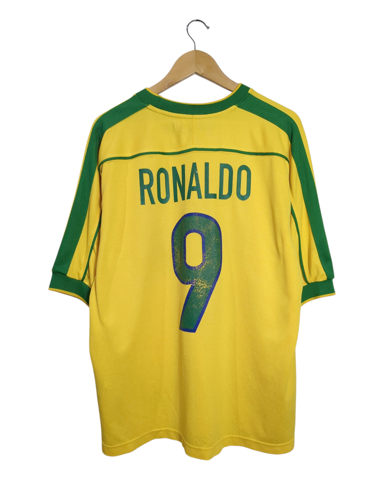 1998-00 Brazil Nike Home Shirt #9 Ronaldo - (L)