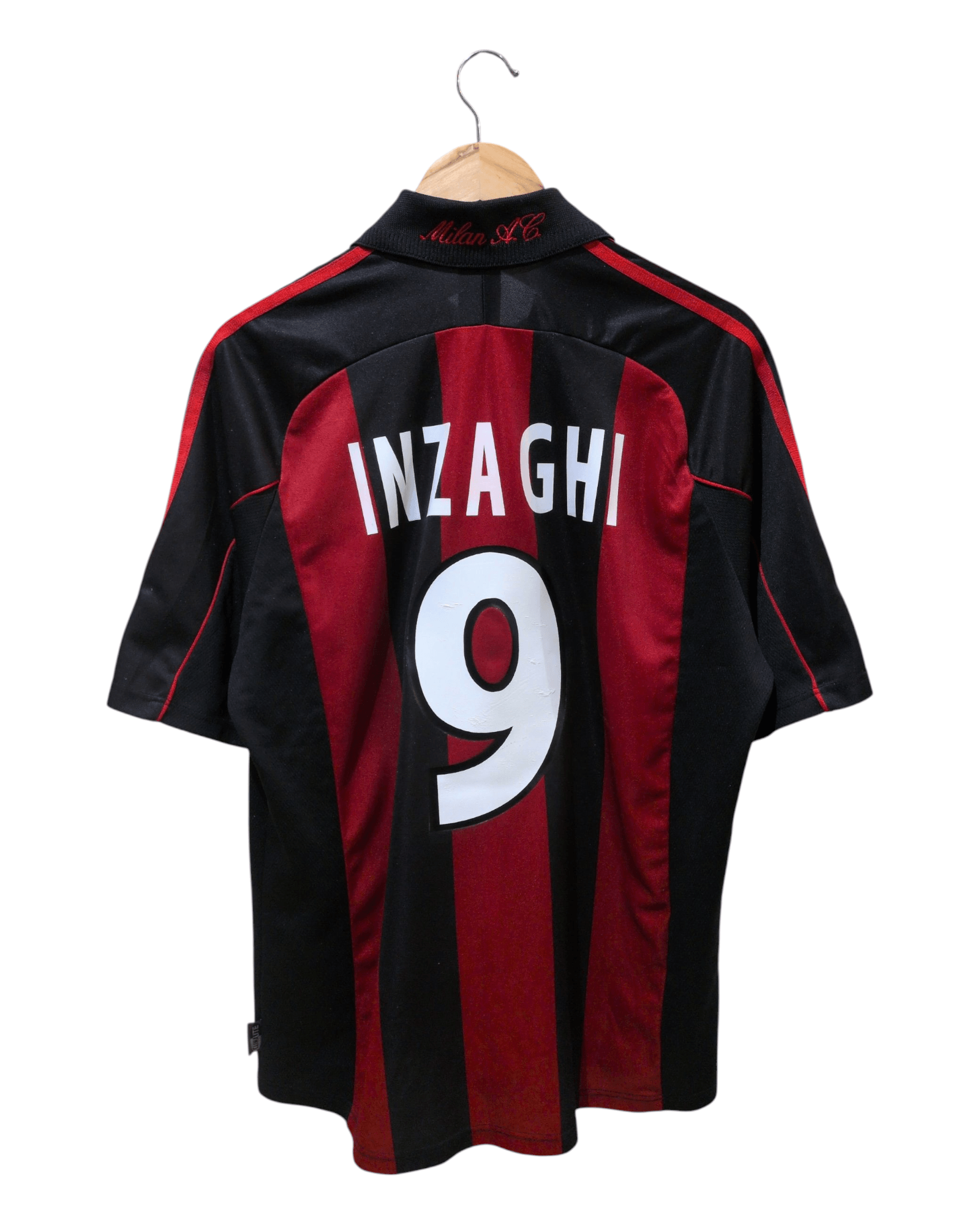 2000-02 AC Milan Adidas Home Shirt #9 Inzaghi - (L)