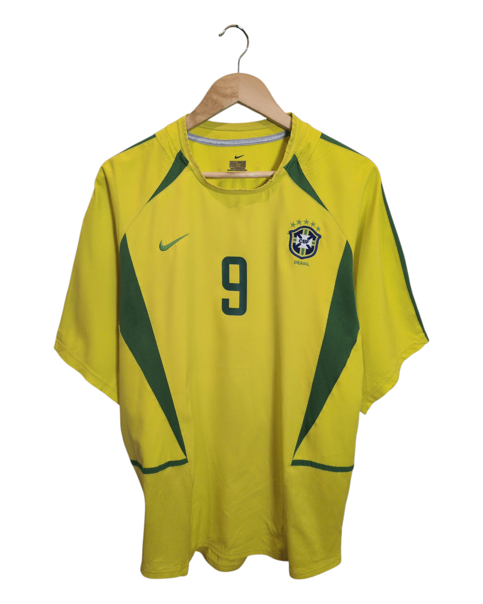 2002-04 Brazil Nike Home Shirt #9 Ronaldo - (L)
