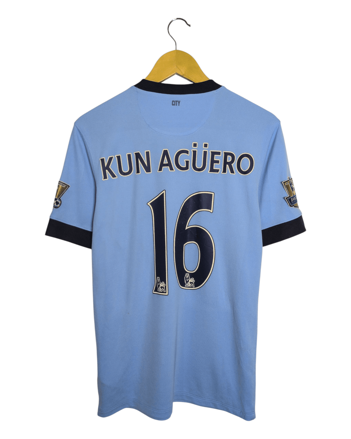 2014-15 Manchester City Nike Home Shirt #16 Kun Aguero - (S)