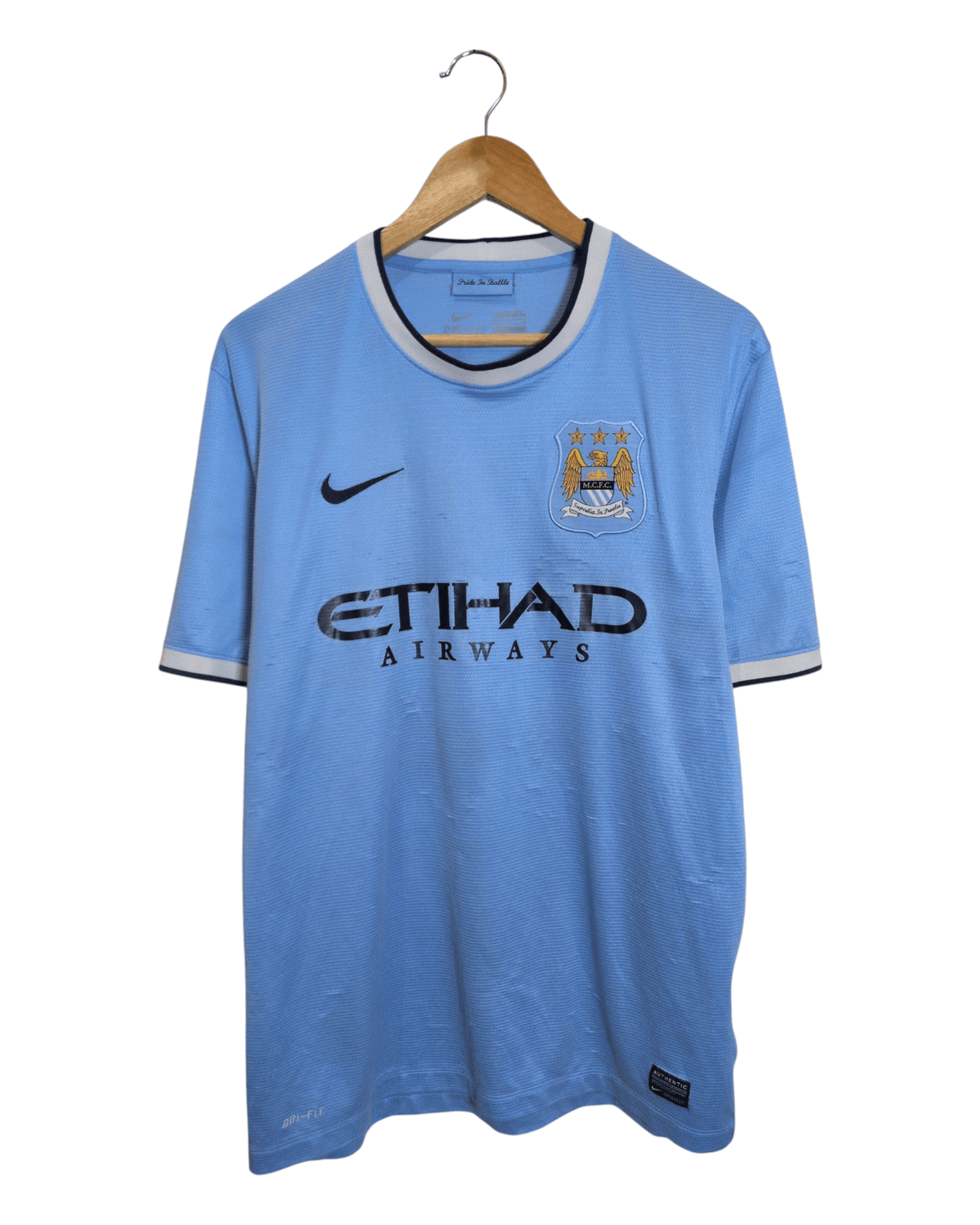 2013-14 Manchester City Nike Home Shirt #16 Kun Aguero - (L)