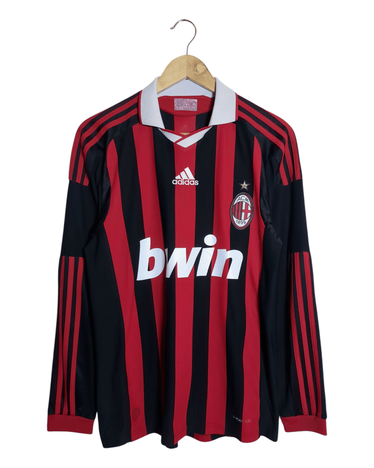 2009-10 AC Milan Adidas Home L/S Shirt #80 Ronaldinho - (S)