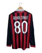 2009-10 AC Milan Adidas Home L/S Shirt #80 Ronaldinho - (S)