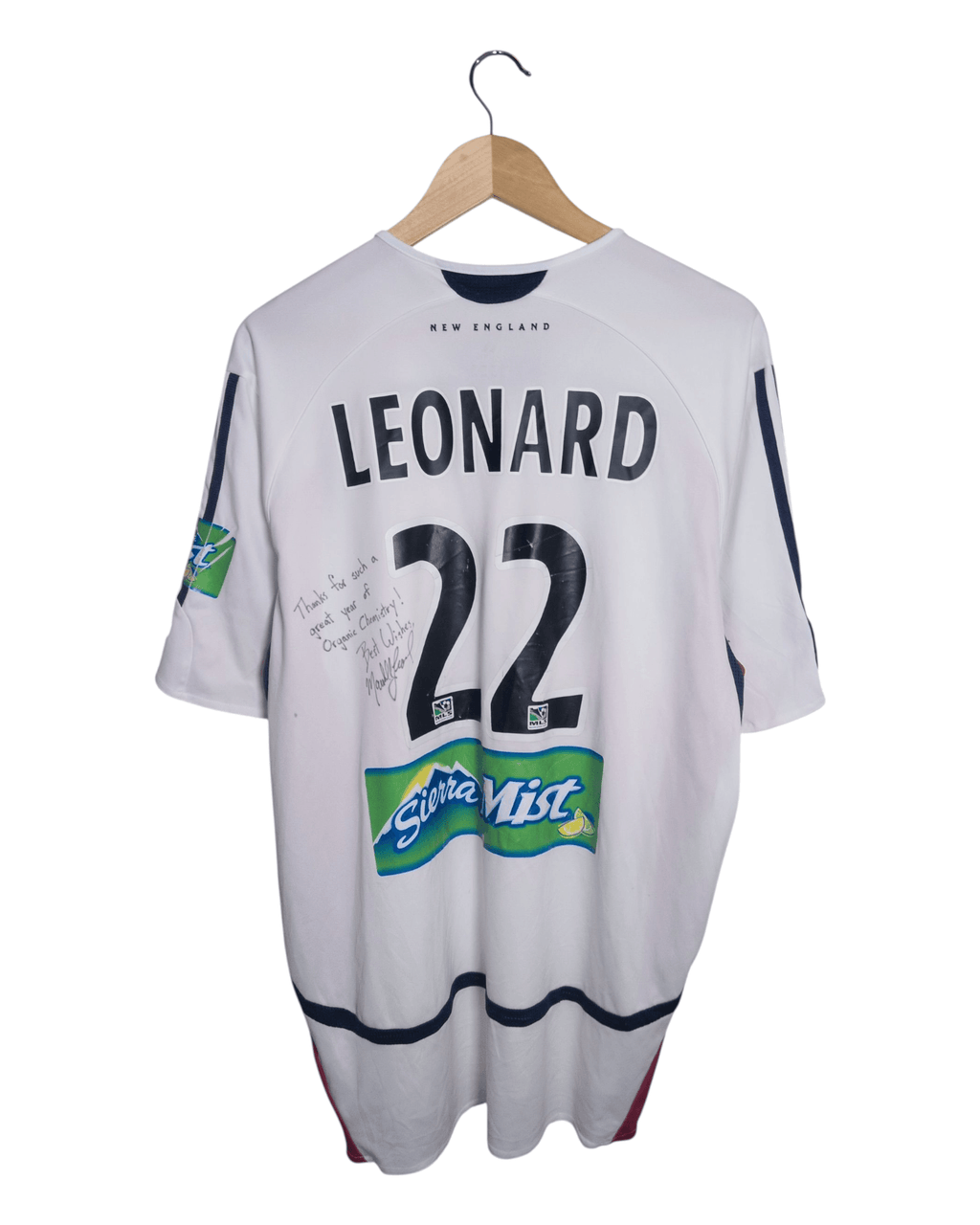 2006-07 New England Revolution Adidas Match Issued Signed Away Shirt #22 Leonard - (XL)