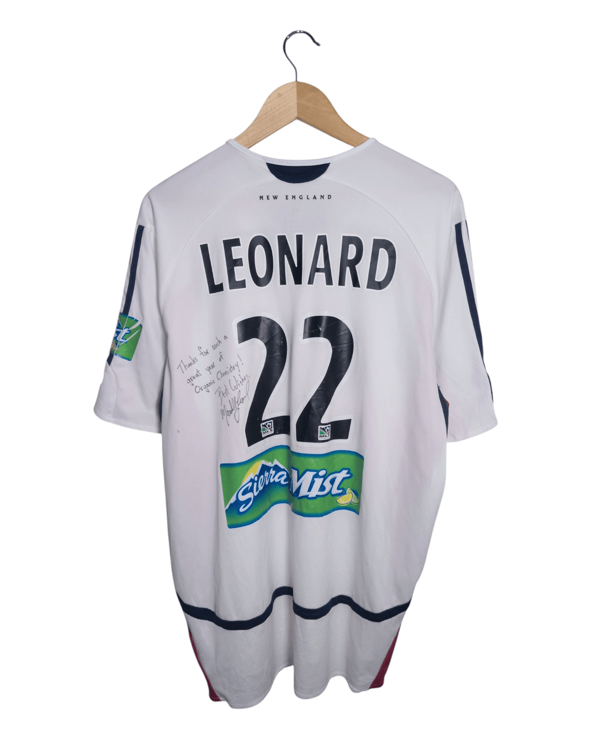 2006-07 New England Revolution Adidas Match Issued Signed Away Shirt #22 Leonard - (XL)