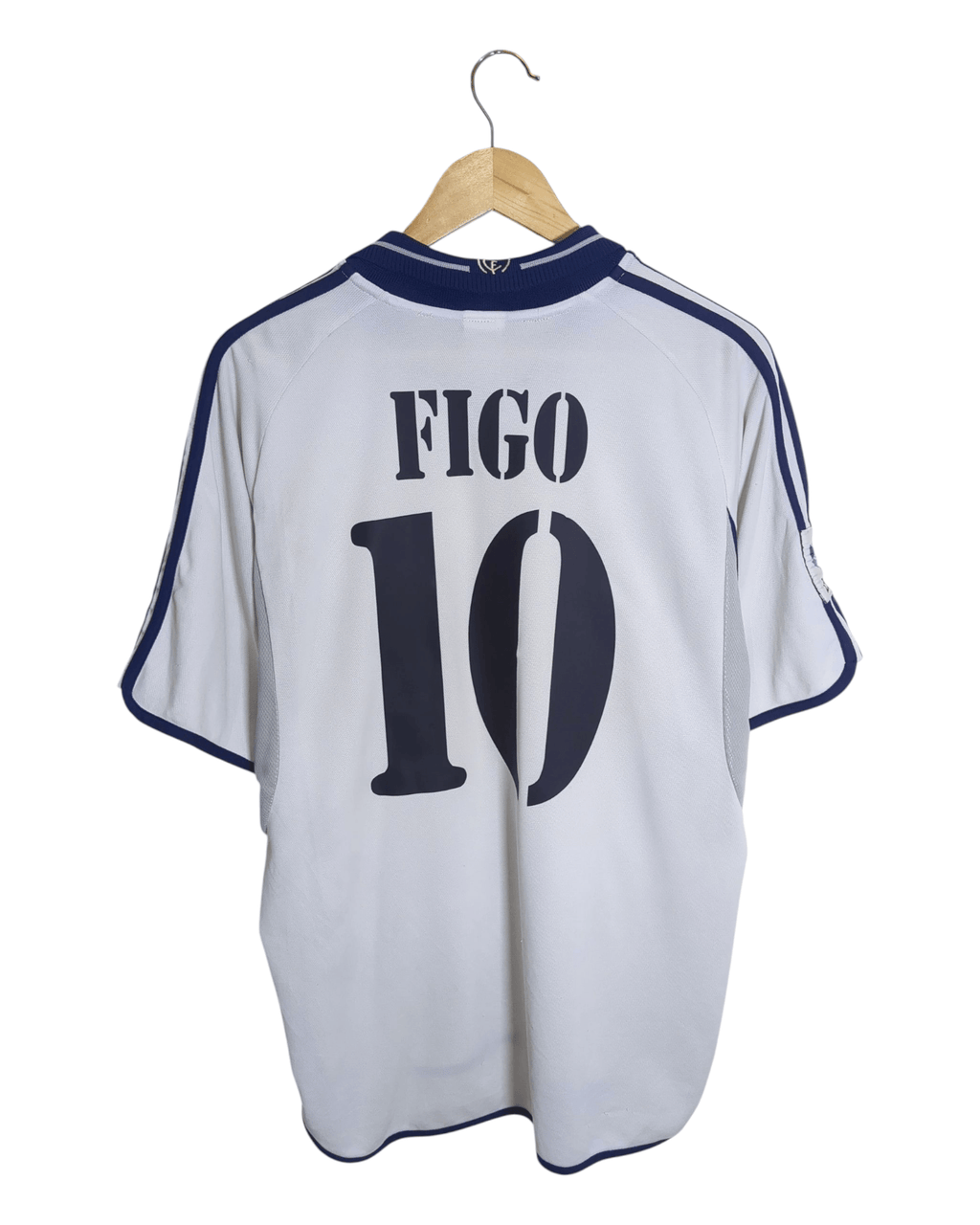 2000-01 Real Madrid Adidas Home Shirt #10 Figo - (XL)