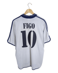 2000-01 Real Madrid Adidas Home Shirt #10 Figo - (XL)