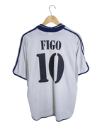 2000-01 Real Madrid Adidas Home Shirt #10 Figo - (XL)