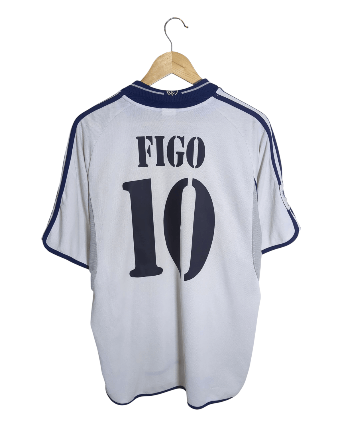 2000-01 Real Madrid Adidas Home Shirt #10 Figo - (XL)