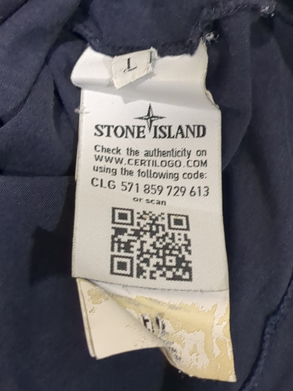 Stone Island Corroded Pocket Logo Navy Tee - (L)