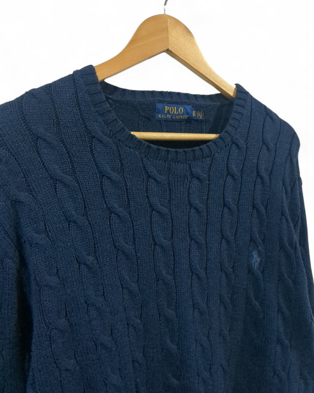 Ralph Lauren Cable Knit Polo Sweater - (XL)