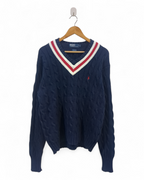 Ralph Lauren 00s Cable Knit Polo Sweater - (L)