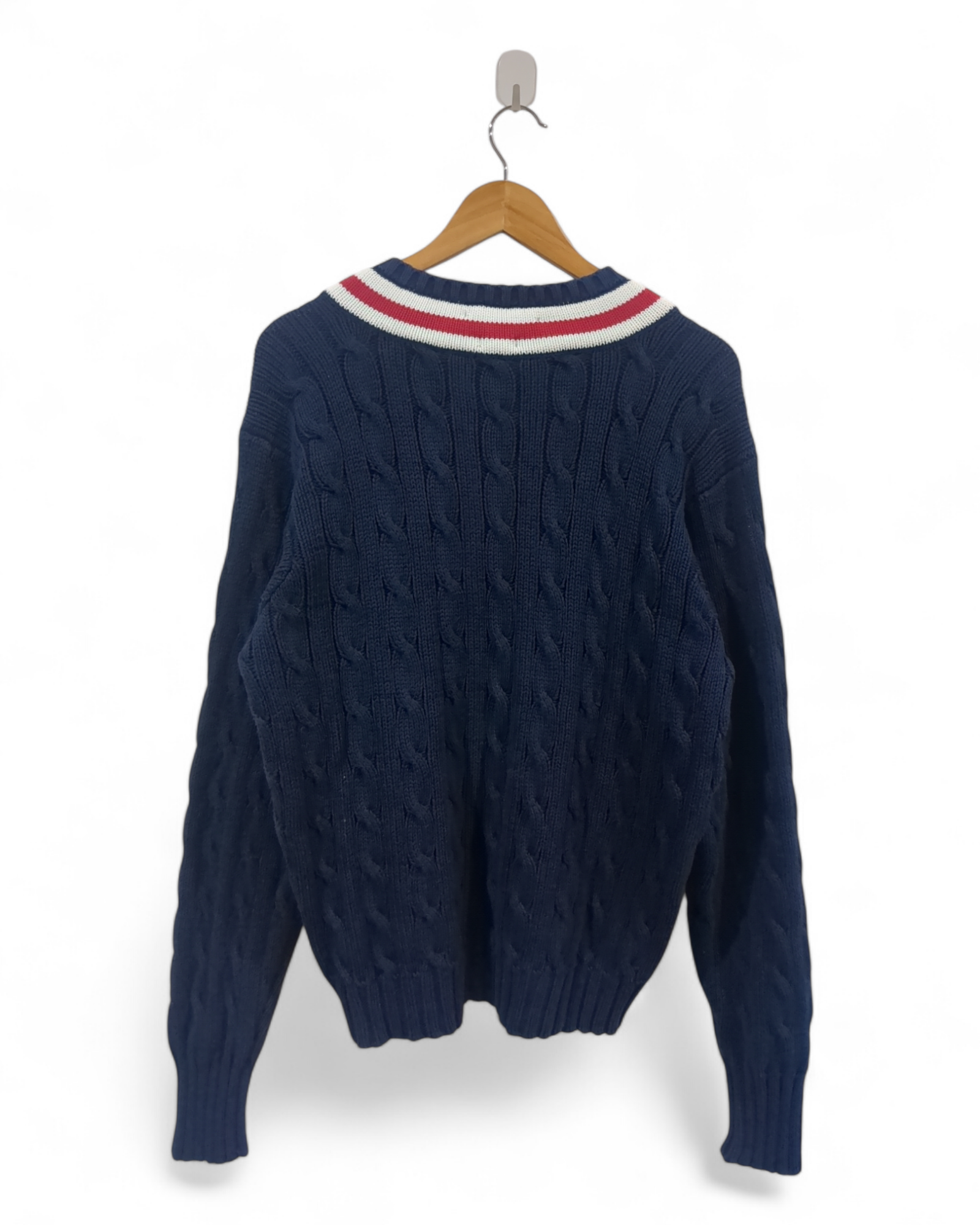 Ralph Lauren 00s Cable Knit Polo Sweater - (L)