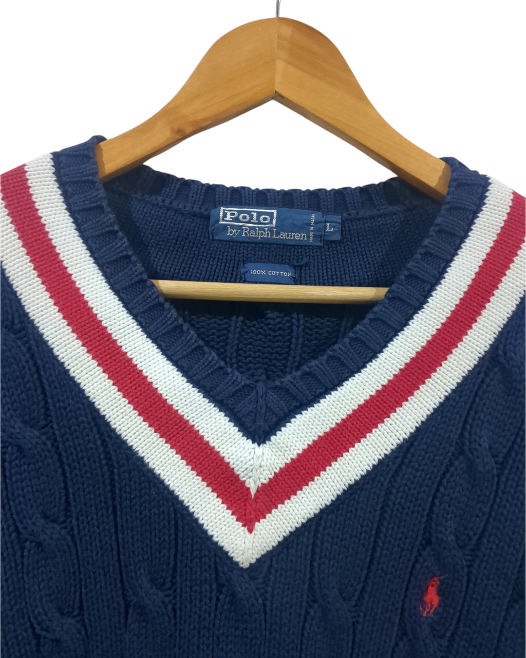 Ralph Lauren 00s Cable Knit Polo Sweater - (L)