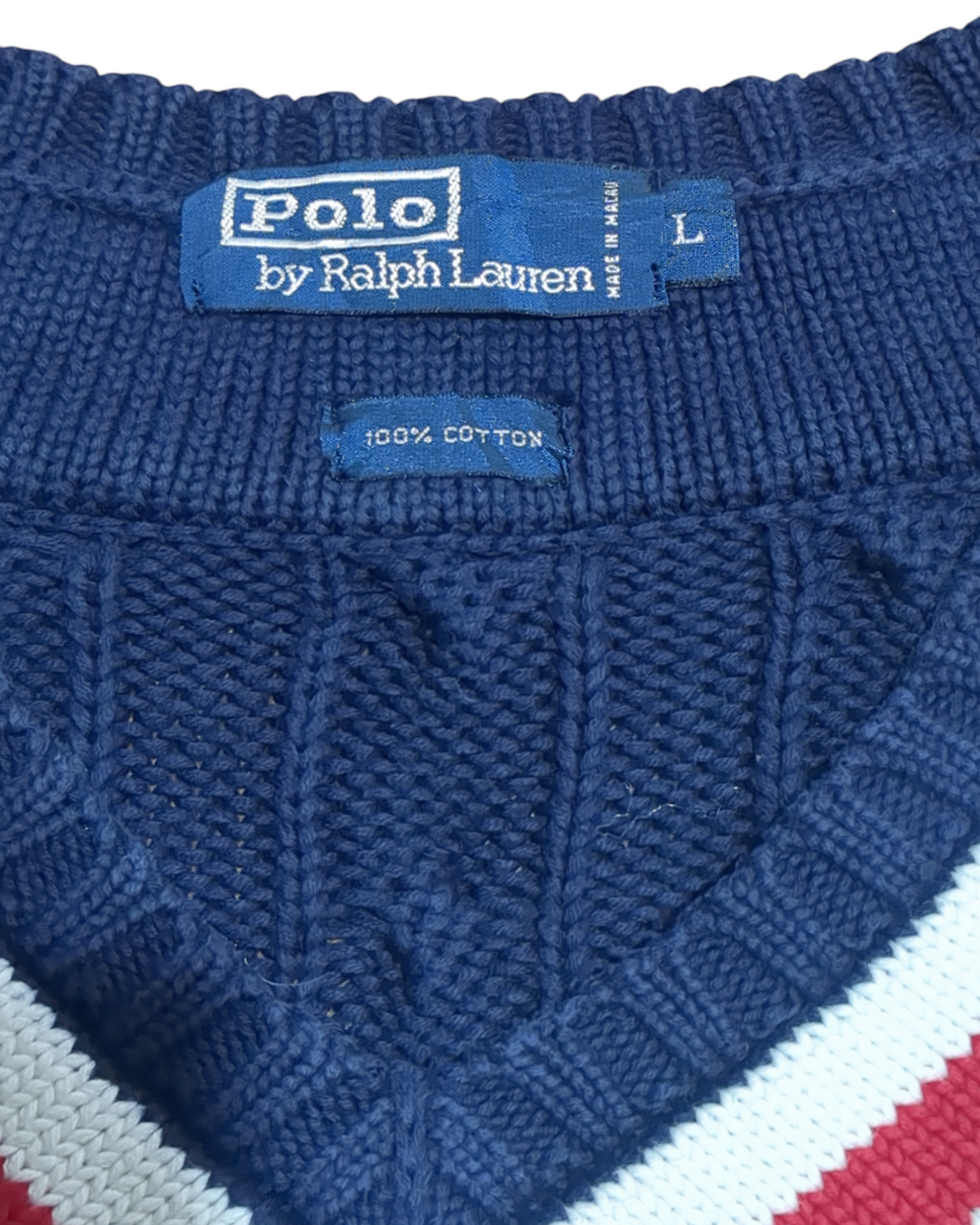 Ralph Lauren 00s Cable Knit Polo Sweater - (L)
